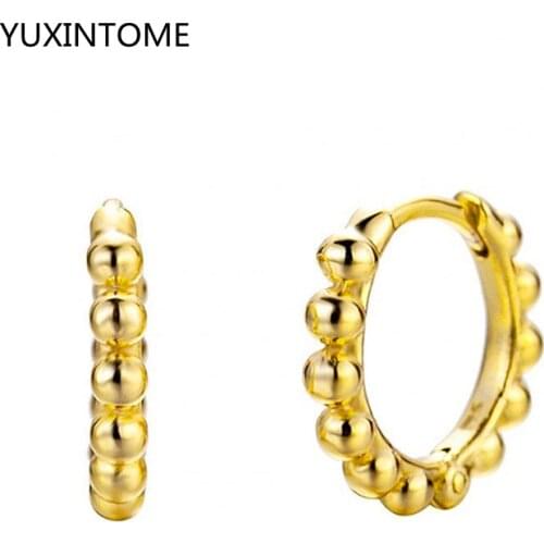 Korean Vintage Design Tiny Beaded Huggie Hoop Earrings 925 silver ear buckle Earrings For Women Daily Personality Accessories