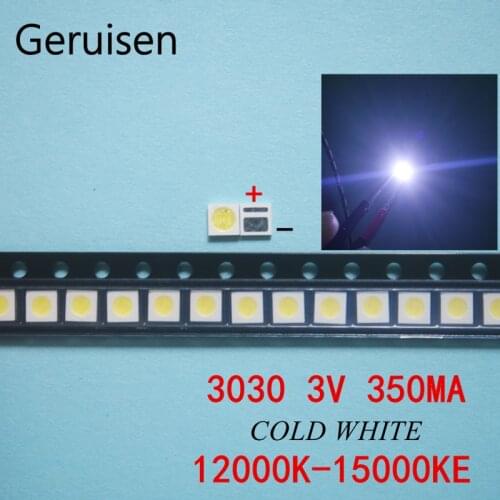 200PCS LED Backlight 1W 3030 3V Cool white 80-90LM TV Application new