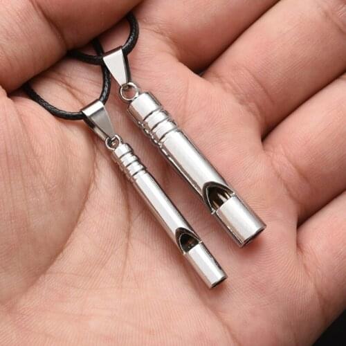 Titanium Steel Whistle Portable Keychain Necklace Pendants Whistle EDC Keyring for Emergency Survival Outdoor Hiking Camping