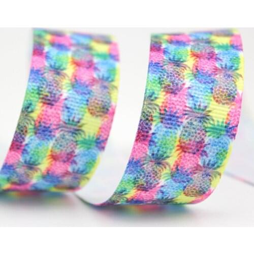 Magic colored pineapple printed grosgrain ribbon 16-75mm DIY handmade materials hair accessories wedding gift wrap tape ribbons