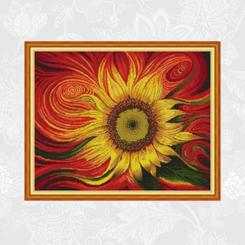 Cross-stitch Sunflower Patterns DIY Handwork Beginner Embroidery Sets Aida Canvas 11CT 14CT Wholesale Needlework kits