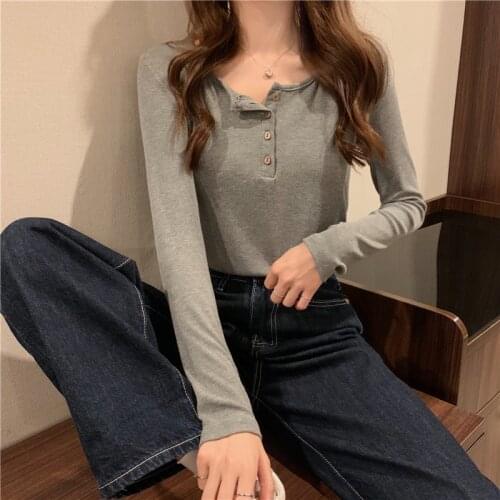 Bottoming Solid Color Long Sleeve T-shirt Womens 2021 Spring and Autumn O-neck Slim Soft Shirt Crop Tops Fashion Streetwear
