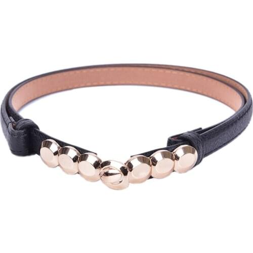 Female Thin Belts Women Metal Plate Belts Ladies Buckle Belt Faux Leather Dress Waistband