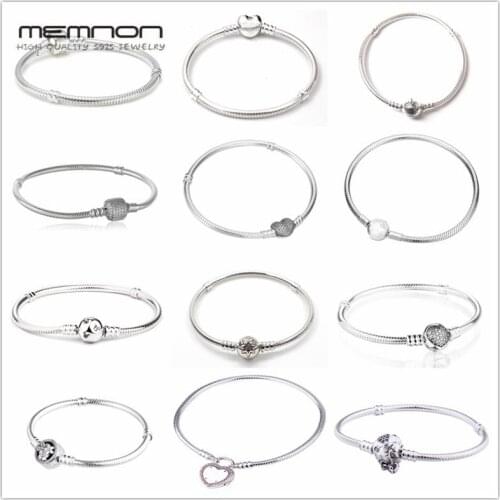 Memnon 925 Sterling Silver Original 12 Styles Chain Bracelets Bangles for Women Fit DIY Charm Bead Authentic Fine Jewelry Gift