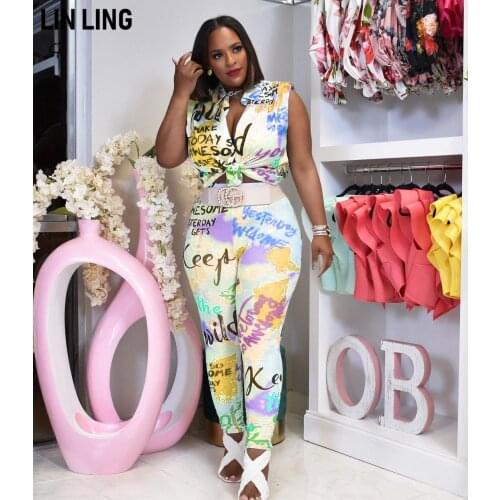 LINLING Womens Sexy Two Piece Outfit Crop Top Pant Set Jumpsuits 2 Piece Leisure Set (without belt)