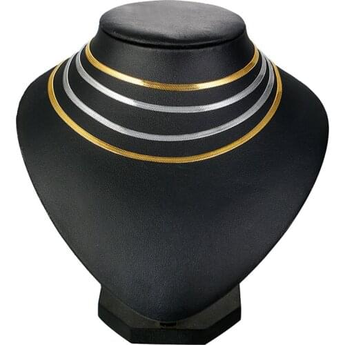 Snake Chain Choker Necklaces for Women Gold and Silver Color Stainless Steel collar femenino Length Adjustable