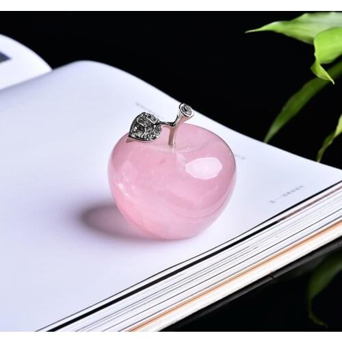 1PC natural rose quartz crystal rock apple hand-carved repair healing crystal used for home decoration DIY Christmas gift