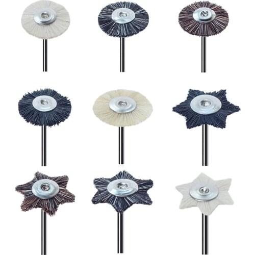 10Pcs/Bag 2.35mm Dental Laboratory Polishing Prophy Brush Wheel Rotary Tools Low Speed HP Shank Wool Goat Cotton Black Buffing