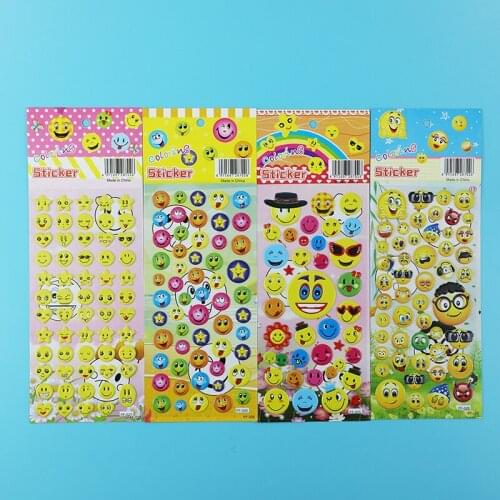 4Sheets/lot Classic Toys Smile Sticker Smiley Face Self-Adhesive PVC Label for School Teacher Rewards Kids Toys for Children