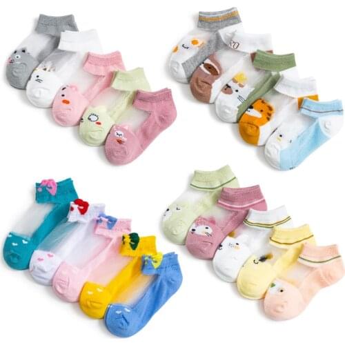5 pairs/baby socks spring and summer breathable childrens short and ankle socks 0-12 years old childrens soft cotton net socks