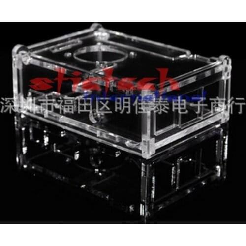 By dhl or ems 500pcs Pi 3 model B acrylic Case transparent Shell Cover with Cooler Fan Compatible with pi 2