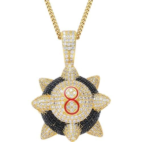 Hip hop accessories Black 8 meteor pendant full of zircon hiphop fashion personality Necklace mens accessories