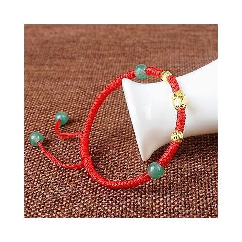 Pure 999 24k Yellow Gold Bracelet/Jade/Jadeite Bead Knitted Chain Bracelet 1g