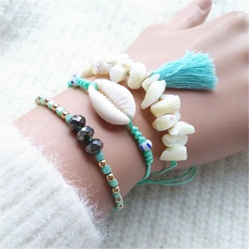 White Shell Beads Conch Blue Tassel Anklets Trendy Fashion Summer Beach Jewelry Charm Bracelets For Women Female Jewelry Gift