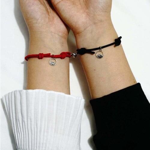 1 Pair Magnet Couple Bracelets Fashion Simple Solid Color Couple Lover Bracelet Pendants Weaving Bracelet Jewelry Lover