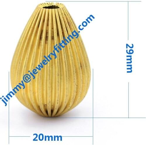 Jewelry findings size 20*29 mm fashion jewelry corrugated brass beads DIY beads teardrop shape beads