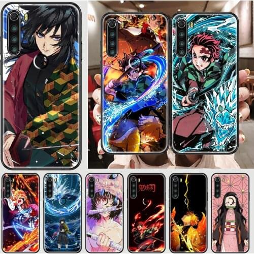 Demon Slayer Kimetsu Phone case For Xiaomi Redmi Note 7 7A 8 8T 9 9A 9S K30 Pro Ultra black painting waterproof luxury bumper 3D