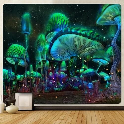 Mushroom psychedelic scene home art tapestry background cloth bohemian decorative tapestry hippie yoga mat sheets