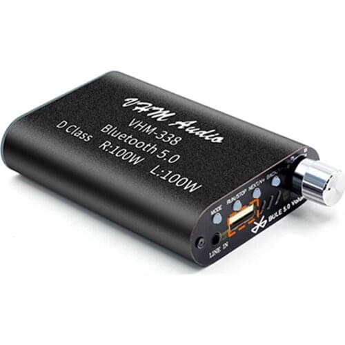 HFES VHM338 Mini Bluetooth 5.0 Digital Amplifier Hifi Stereo Wireless Audio Receiver Power Amp 100W+100W Car Sound Amplifiers