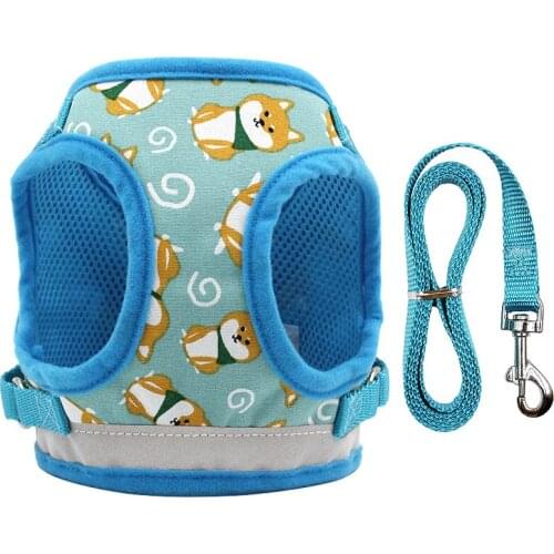 Reflective Dog Harness Leash Set Nylon Small Medium pet All Weather Dog Vest Padded Adjustable Leash For Dogs