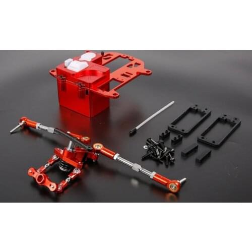 Upgrade part symmetric steering system with CNC metal battery case kit for 1/5 HPI Rovan KM Baja 5B 5T 5SC