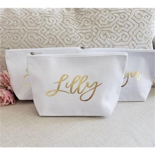 Custom Bridesmaid Makeup Bag,Bridal Shower Favor,Cosmetic make up Bag,Bridal Party Christmas Gift,maid of honor thank you pouch