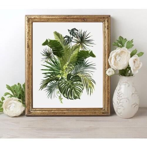 Nordic Minimalist Plant Canvas Painting Banana Leaf Art Poster Plant Green Leaf Painting and Mural Home Decoration Living Room