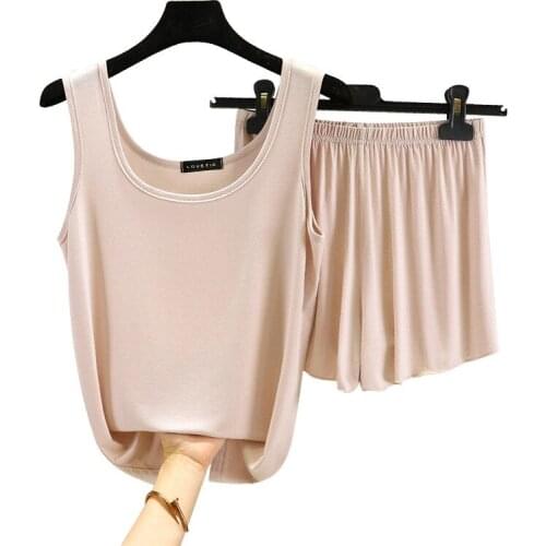 Modal Womens Summer Round Neck White Home Suit Loose Plus Size Can Be Worn Outside Wide-leg Shorts Sexy Lenceria Kawaii Set