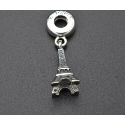 Fashion New Paris Tower-Shaped Bracelet 925 Silver Pendant Accessories Travel To Remember Small Gifts