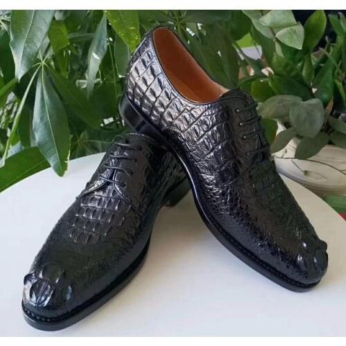 2018 Genuine real genuine crocodil skin men shoe, top quality durable solid crocodile skin men shoe luxury top quality crocodile