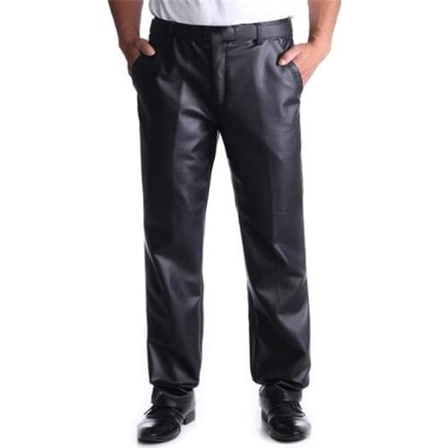 Plus Size Pu Pencil Pants Male Oversized Plus Velvet Thick Leather Trousers Stretch Pant Winter Pantalones Warm Leather Pantalon