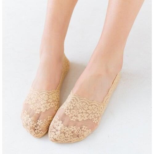 2 pieces = 1 pairs 2018 new shallow mouth invisible female slipper socks brand lace sock slipper socks Japanese women socks