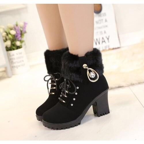 2020 Autumn Winter New Women Shoes Short Martin Boots Wild Thick Heel Womens High-heel Boots Zipper Wedding Female W21-89