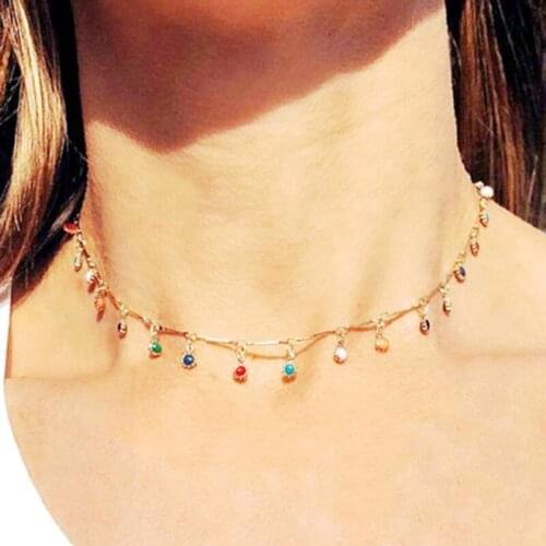 Charm Choker Necklace Sunflower Adjustable Pendant Choker Chain Choker Tassel Necklace for Women Girls Jewelry Accessories