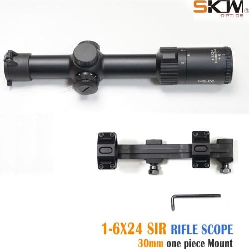 SKWoptics Hunting 1-6x24 Rifle scopes Tactical MIL reticle shock proof Riflescopes 30mm scope rings 30 one piece mount