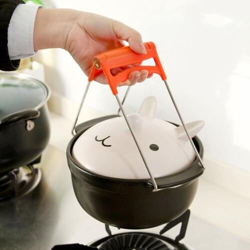OTEHRHOUSE 1Pc Stainless Steel Pot Tong Clamp Hot Pan Bowl Clip Foldable Dish Plate Clip Tongs Anti-Hot Gripper Kitchen Tools