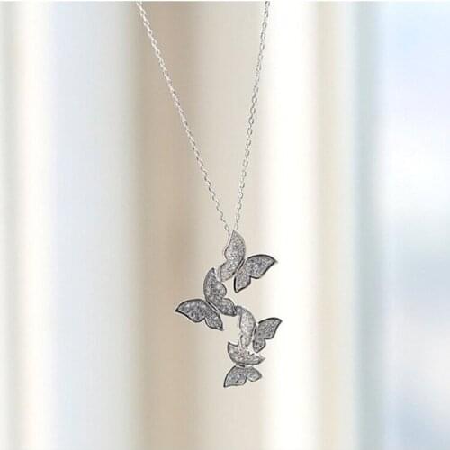Necklaces & Pendants Cubic Zirconia Elegant Butterfly Pendant Necklace Fashion Collar Collier Necklace
