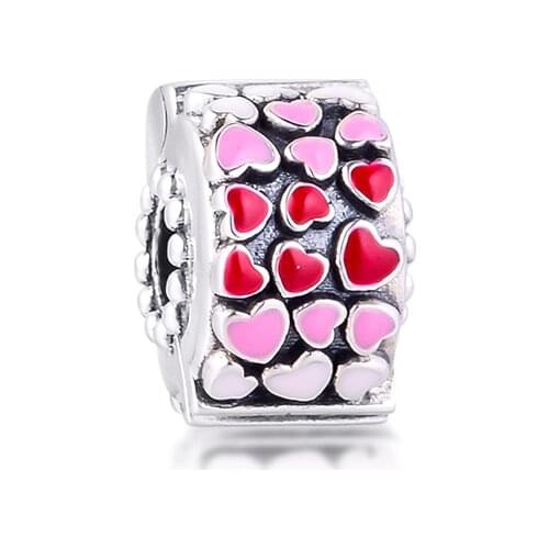 Fits Pandora Charms Bracelet Genuine 925 Sterling Silver Burst of Love Clip Stopper Charm Metal Beads for Jewelry Making kralen