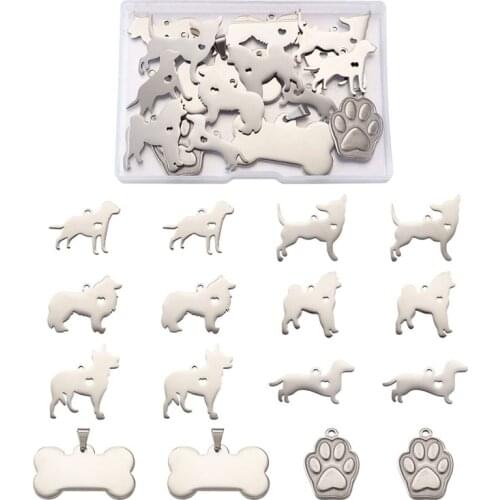 16pcs/box 304 Stainless Steel Pendants Charms Dog for Jewelry Making Necklace Bracelet Earring DIY Accessories