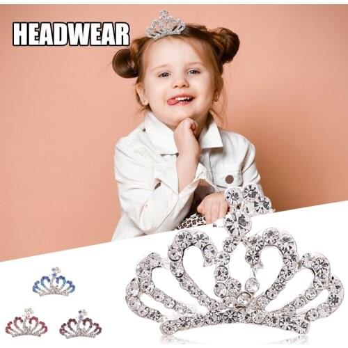 Simple Mini Rhinestone Tiaras Crown Hair Combs Little Princess Diadem Bling Crystal Headpieces for Women Girls Hair Accessories