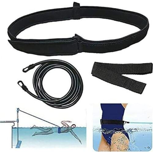 Keepigo Adjustable Swim Training Resistance Elastic Belt Swimming Exerciser Safety Rope Latex Tubes Kids trainer Pool Band