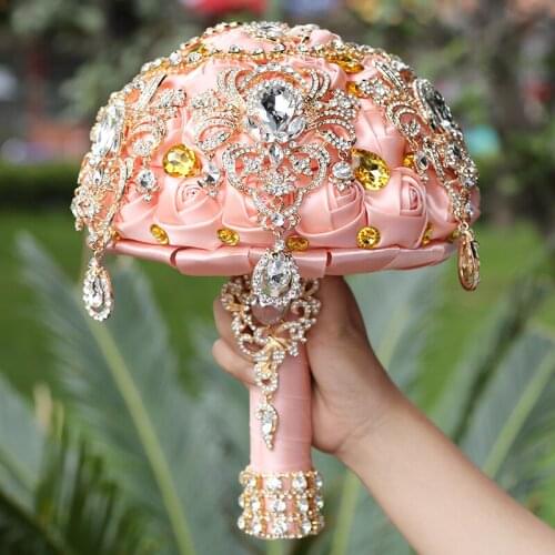 Luxury Bride And Bridesmaid Bouquets Exquisite All-Diamond Silk Roses DIY Bouquet Sister Group Wedding Supplies W998Z