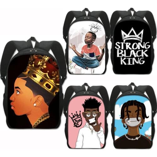 Afro Brown Boy Pattern Backpack Black Boy Lovely Children School Bag Kindergarten Black King Book Bags Cartoon Rucksack Gift