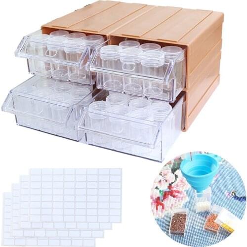Detachable Storage Container 1/2/4 Boxes Drawers for 5d Diamond Painting Accessories with Individual Bottle for Beads Seeds
