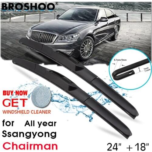 Car Wiper Blade Window Windscreen Windshield Wipers Blades J hook Arm Auto Accessories For Ssangyong Chairman 24''+18'' All year
