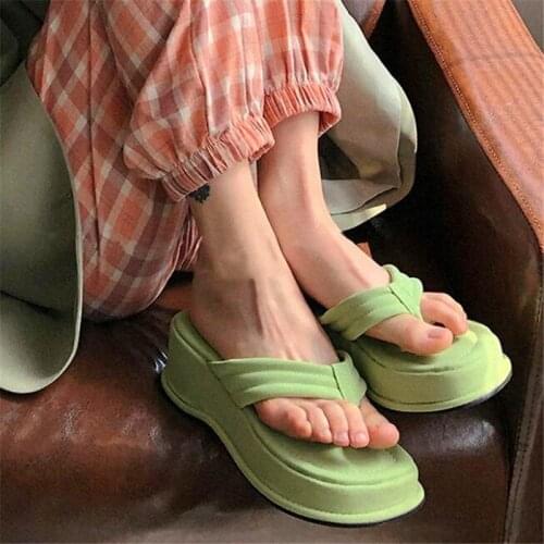 2021 Women Flip Flops Flock Slippers For Home Woman Casual Platform Summer Flats Female Fashion Slides Ladies New Shoes