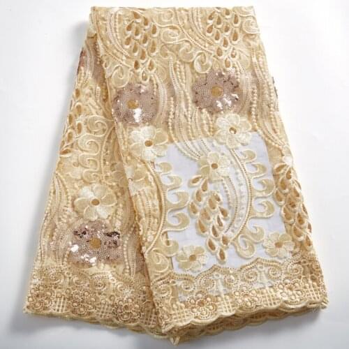 SJD LACE African Sequins Mesh Milk Tulle Lace Fabric 2021 Flowers Sequins Embroidery Nigorian Women Patry Wedding Dresses A 2427