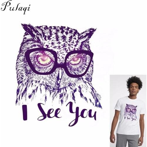 Pulaqi Bird Animal Iron On Heat Transfer Vinly Owl Patches For T-shirt Thermal Transfers A-level Washable Accessory E
