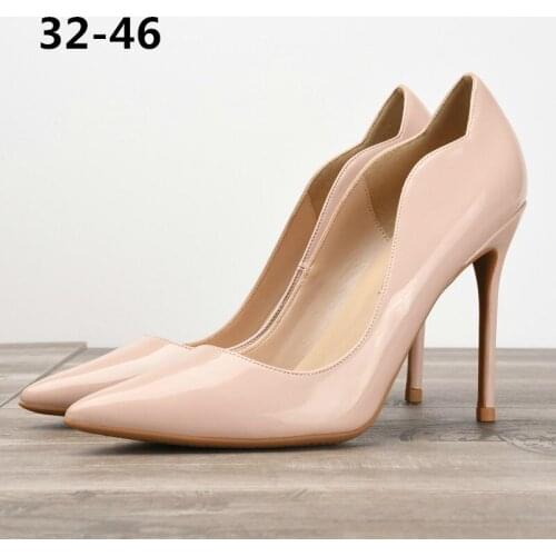 2021 Luxury Sexy Patent Leather Pumps Pointed Toe High-heeled Shoes Shallow Mouth Fashion Pumps Wavy Womens Shoes