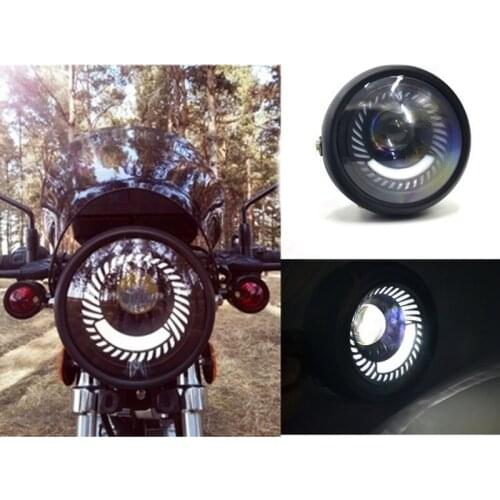 Universal 12V Motorcycle Round Headlight Turn Signal Light HeadLight Lamp for Bobber Honda Yamaha Kawasaki Cafe Racer